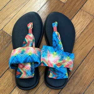 Sanuk Yoga Sling Sandals with Multicolor Tie-Dye Straps